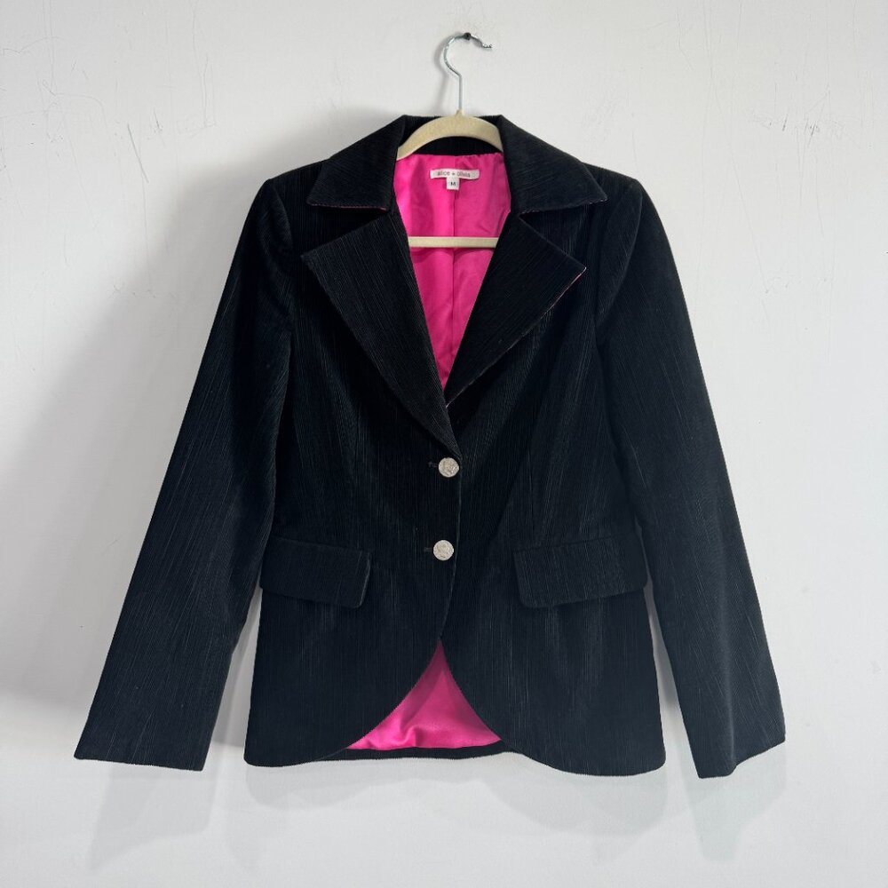 Alice + Olivia Vintage Black Corduroy Blazer, Size M - Picture 6 of 17